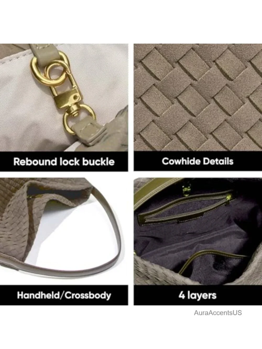 Suede Woven Tote Bag for Women - Roomy Hobo Shoulder Purse